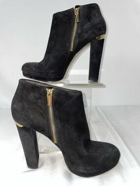 MICHAEL KORS HAVEN PLATFORM ANKLE BOOTIES IN BLACK SUEDE FTL-04-058